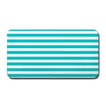 Horizontal Stripes - White and Cyan Medium Bar Mat
