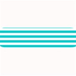 Horizontal Stripes - White and Cyan Medium Bar Mat