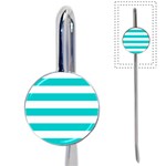 Horizontal Stripes - White and Cyan Book Mark