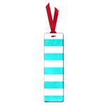 Horizontal Stripes - White and Cyan Small Book Mark