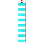 Horizontal Stripes - White and Cyan Large Book Mark