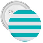 Horizontal Stripes - White and Cyan 3  Button