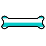 Horizontal Stripes - White and Cyan Magnet (Dog Bone)