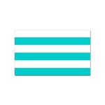 Horizontal Stripes - White and Cyan Sticker (Rectangular)