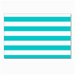Horizontal Stripes - White and Cyan Postcard 4 x 6  (Pkg of 10)