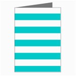 Horizontal Stripes - White and Cyan Greeting Cards (Pkg of 8)