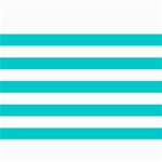 Horizontal Stripes - White and Cyan 5  x 7  Photo Cards