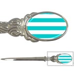 Horizontal Stripes - White and Cyan Letter Opener
