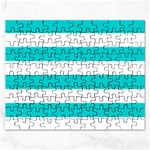 Horizontal Stripes - White and Cyan Jigsaw Puzzle (Rectangular)