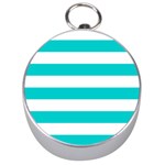 Horizontal Stripes - White and Cyan Silver Compass