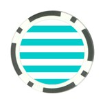 Horizontal Stripes - White and Cyan Poker Chip Card Guard