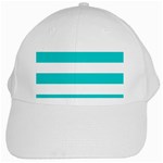 Horizontal Stripes - White and Cyan White Cap