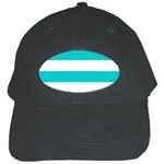 Horizontal Stripes - White and Cyan Black Cap