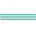Horizontal Stripes - White and Verdigris Flano Scarf (Large)