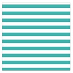 Horizontal Stripes - White and Verdigris Large Satin Scarf (Square)