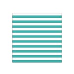 Horizontal Stripes - White and Verdigris Satin Bandana Scarf
