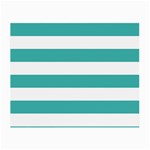 Horizontal Stripes - White and Verdigris Small Glasses Cloth (2 Sides)