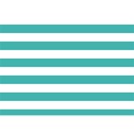 Horizontal Stripes - White and Verdigris Birthday Cake 3D Greeting Card (7x5)