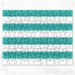Horizontal Stripes - White and Verdigris Jigsaw Puzzle (Rectangular)