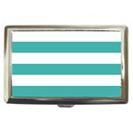 Horizontal Stripes - White and Verdigris Cigarette Money Case