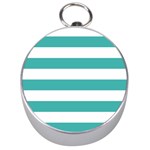 Horizontal Stripes - White and Verdigris Silver Compass