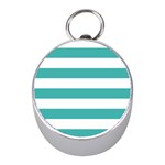 Horizontal Stripes - White and Verdigris Silver Compass (Mini)