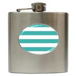 Horizontal Stripes - White and Verdigris Hip Flask (6 oz)
