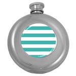 Horizontal Stripes - White and Verdigris Hip Flask (5 oz)