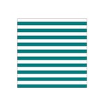 Horizontal Stripes - White and Teal Satin Bandana Scarf