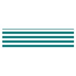 Horizontal Stripes - White and Teal Satin Scarf (Oblong)