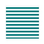 Horizontal Stripes - White and Teal Small Satin Scarf  (Square)