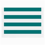 Horizontal Stripes - White and Teal Large Glasses Cloth (2 Sides)