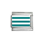 Horizontal Stripes - White and Teal Italian Charm (9mm)