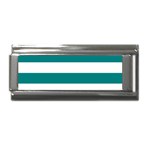 Horizontal Stripes - White and Teal Superlink Italian Charm (9mm)