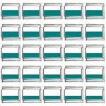 Horizontal Stripes - White and Teal 9mm Italian Charm (25 pack)