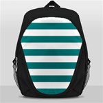 Horizontal Stripes - White and Teal Backpack Bag
