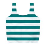 Horizontal Stripes - White and Teal Full Print Recycle Bag (L)