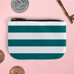 Horizontal Stripes - White and Teal Mini Coin Purse