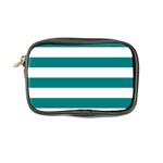 Horizontal Stripes - White and Teal Coin Purse
