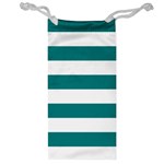 Horizontal Stripes - White and Teal Jewelry Bag