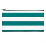 Horizontal Stripes - White and Teal Pencil Case