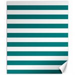 Horizontal Stripes - White and Teal Canvas 8  x 10 