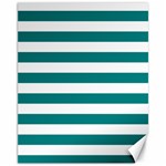 Horizontal Stripes - White and Teal Canvas 11  x 14 