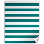 Horizontal Stripes - White and Teal Canvas 16  x 20 
