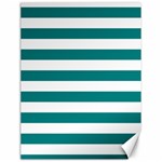 Horizontal Stripes - White and Teal Canvas 18  x 24 