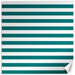 Horizontal Stripes - White and Teal Canvas 20  x 20 