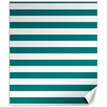 Horizontal Stripes - White and Teal Canvas 20  x 24 