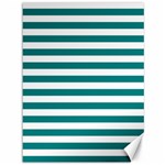 Horizontal Stripes - White and Teal Canvas 36  x 48 