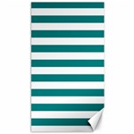 Horizontal Stripes - White and Teal Canvas 40  x 72 