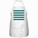 Horizontal Stripes - White and Teal BBQ Apron
